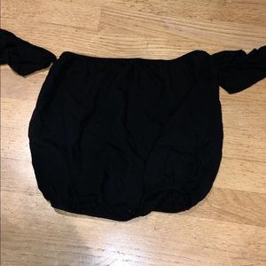 black off the shoulder peasant top